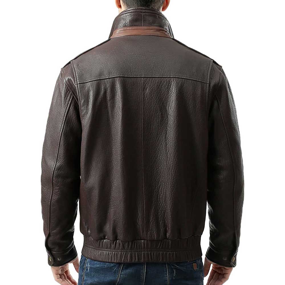 Brown Double Collar Leather Jacket