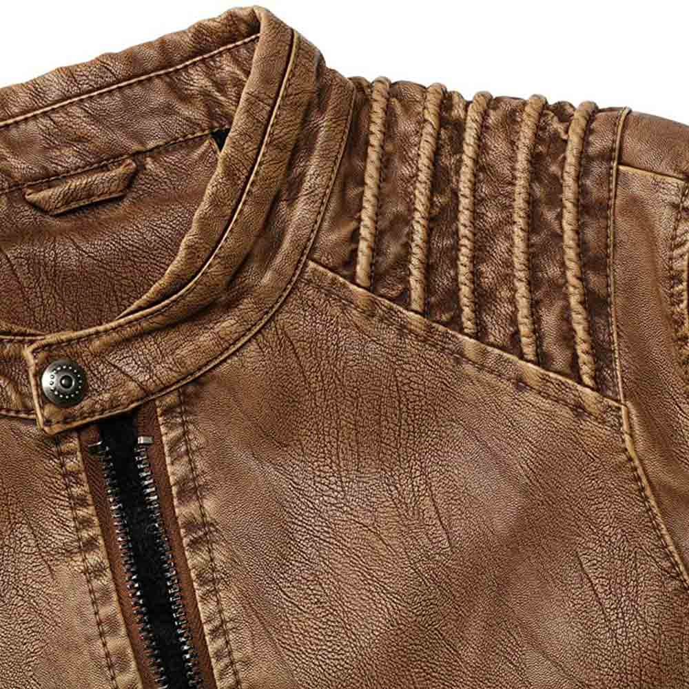 Brown Vintage Leather Bomber Jacket Men's