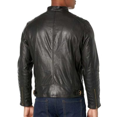 Genuine Black Leather Motorcycle Jacket Men's