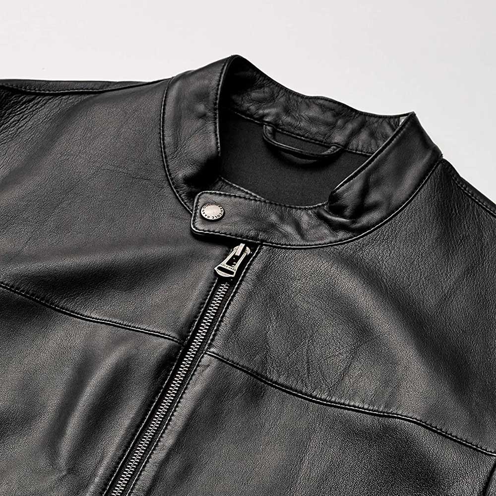 Versatile Black Leather Jacket for Men - Two Side Entry Pockets, Perfect for Essentials