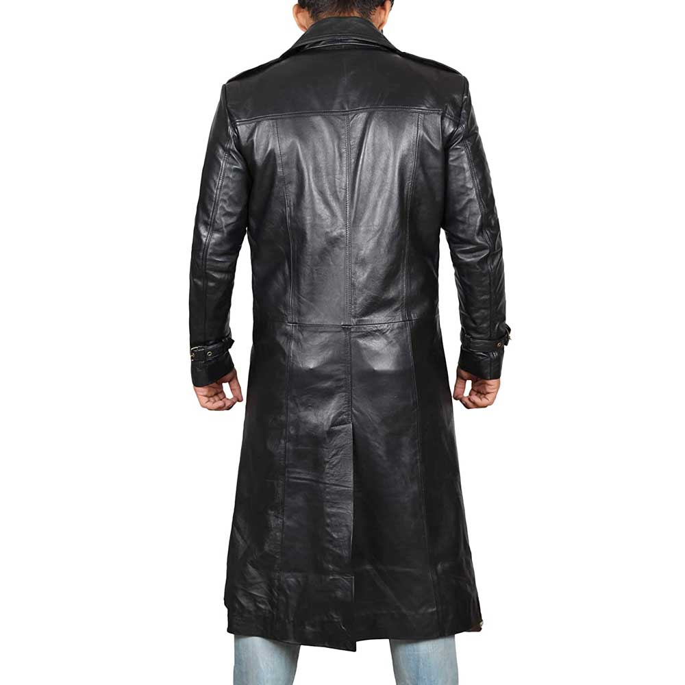 Black Genuine Leather Trench Coat Mens