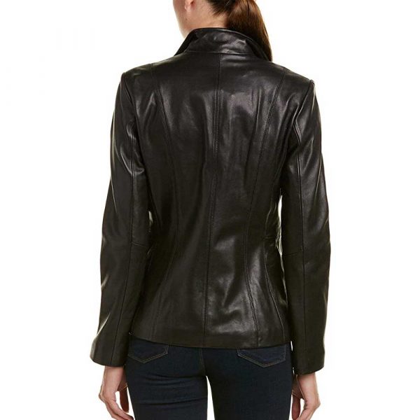 Black Genuine Leather Jacket Women Long