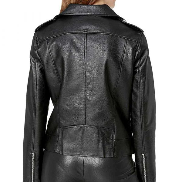 Black Leather Biker Jacket Womens