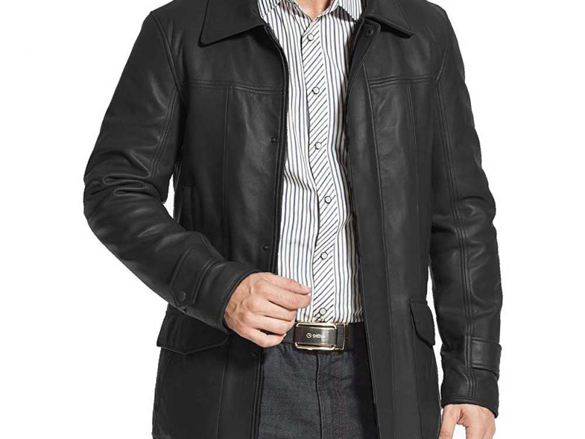 NEW Men's Genuine Lambskin Leather Trench Long Coat Stylish Belted Black  Jacket