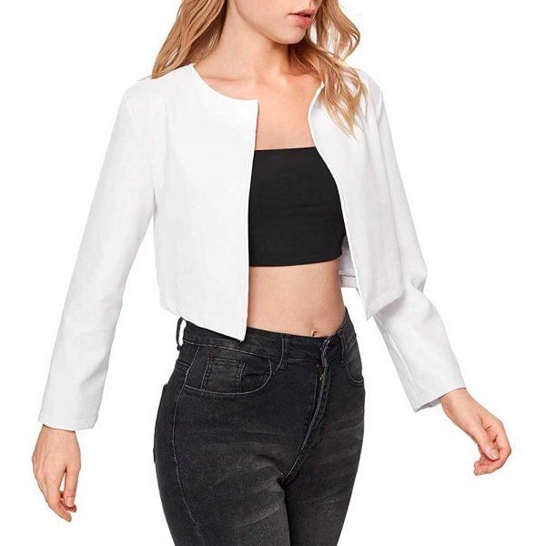 White Cropped Leather Jacket Womens
