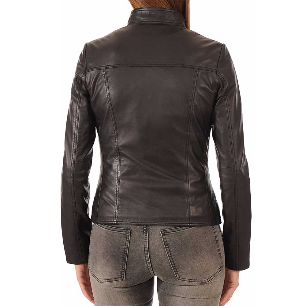 Genuine Black Leather Biker Jacket for Women - Timeless Fashion
