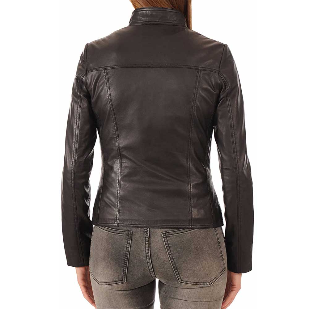 Black Leather Motorcycle Jacket Women - Jacket Empire