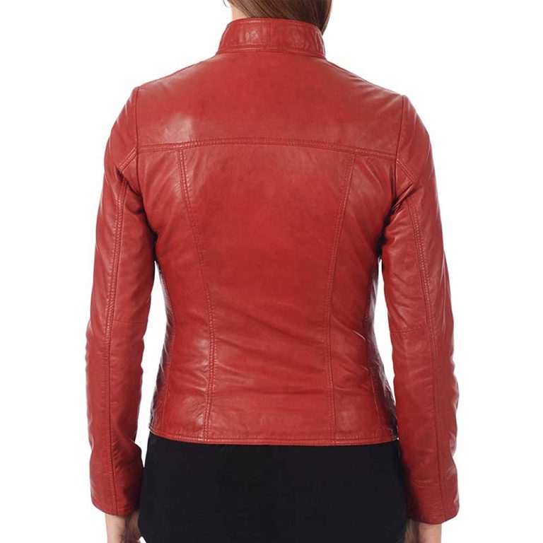 Red Leather Bomber Jacket for Women - Jacket Empire
