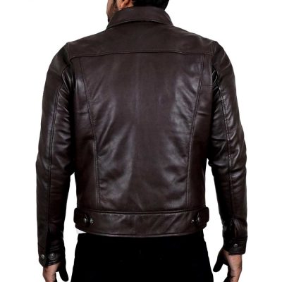 Brown Leather Moto Jacket Men's