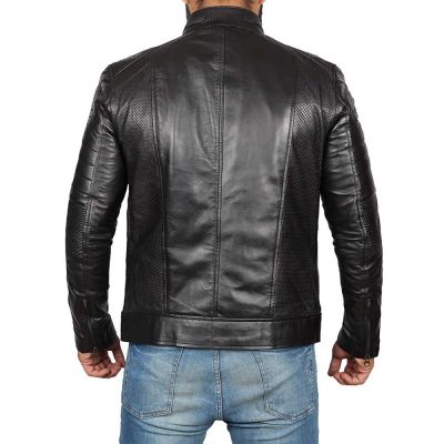 Distressed Black Leather Motorcycle Jacket