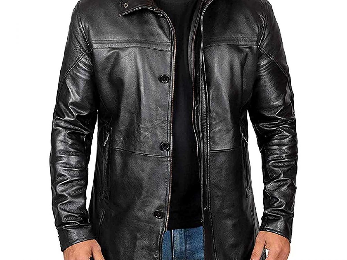 fjackets Leather Car Coat 3/4 Length Leather Coats Mens - Real Leather  Trench Coats For Men