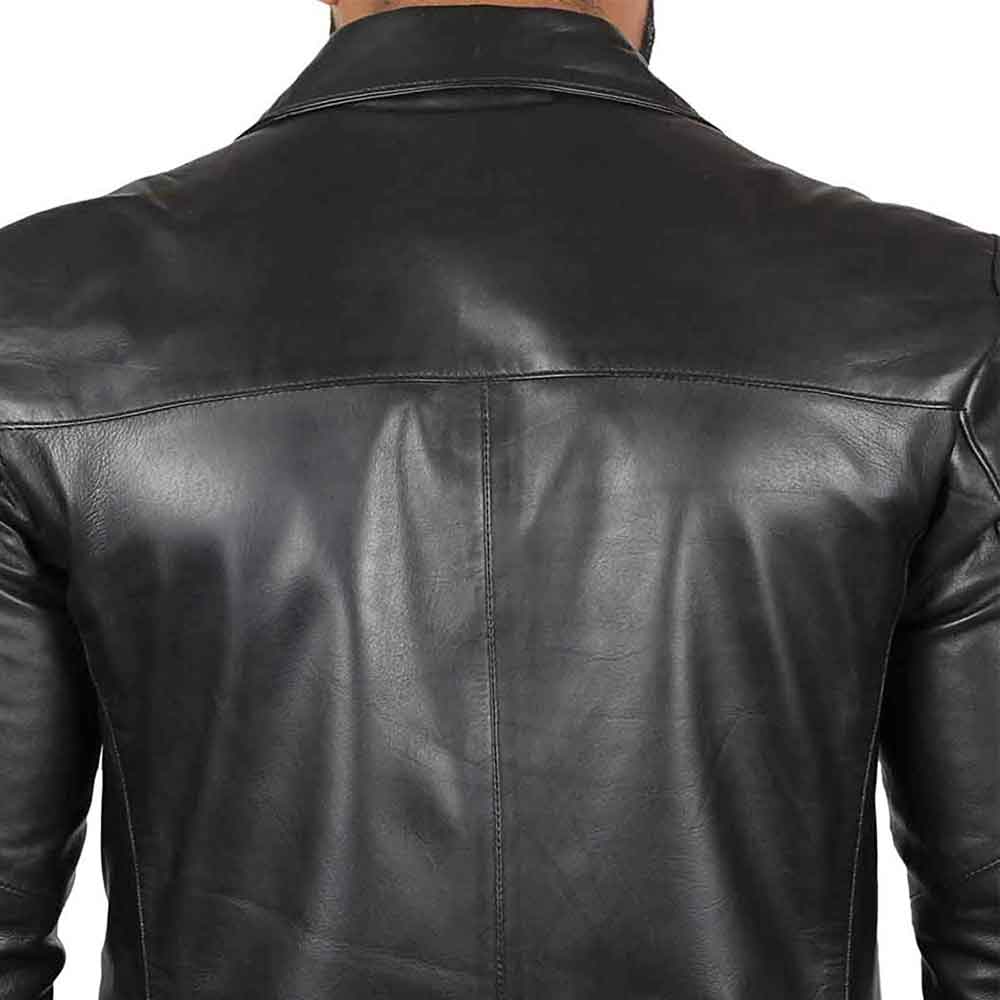 Men's Black Leather Blazer Jacket - Real Lambskin Leather