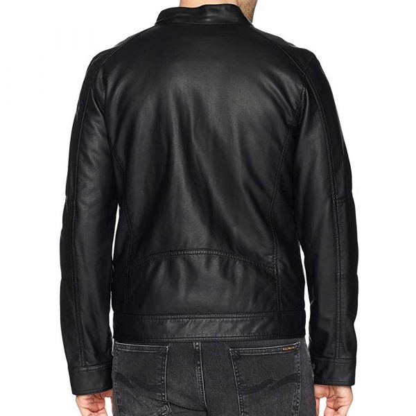 Mens Black Leather Jacket With Hood