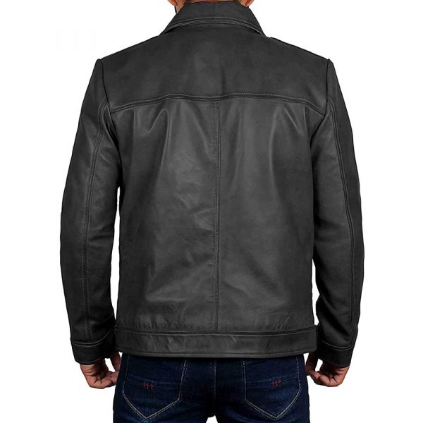 Vintage Black Leather Jacket Mens