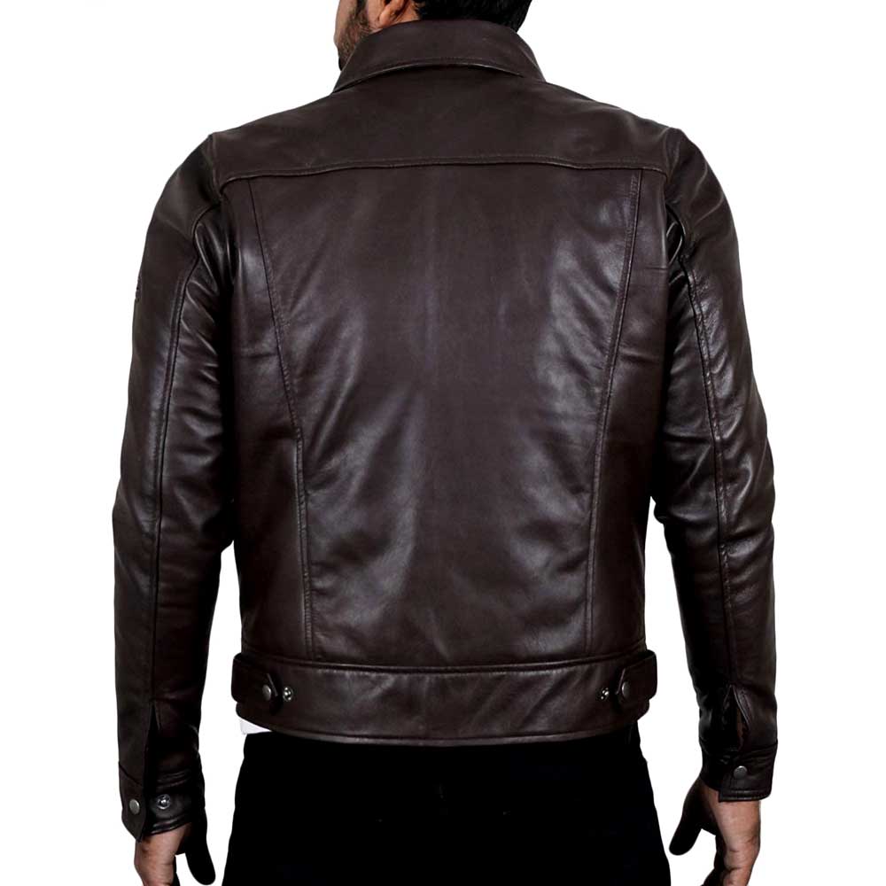 Men's Slim Fit Shirt Collar Leather Jacket