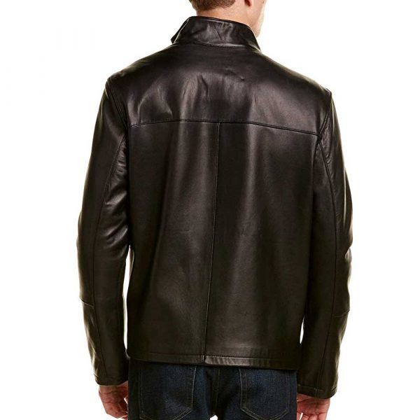 mens black leather moto jacket