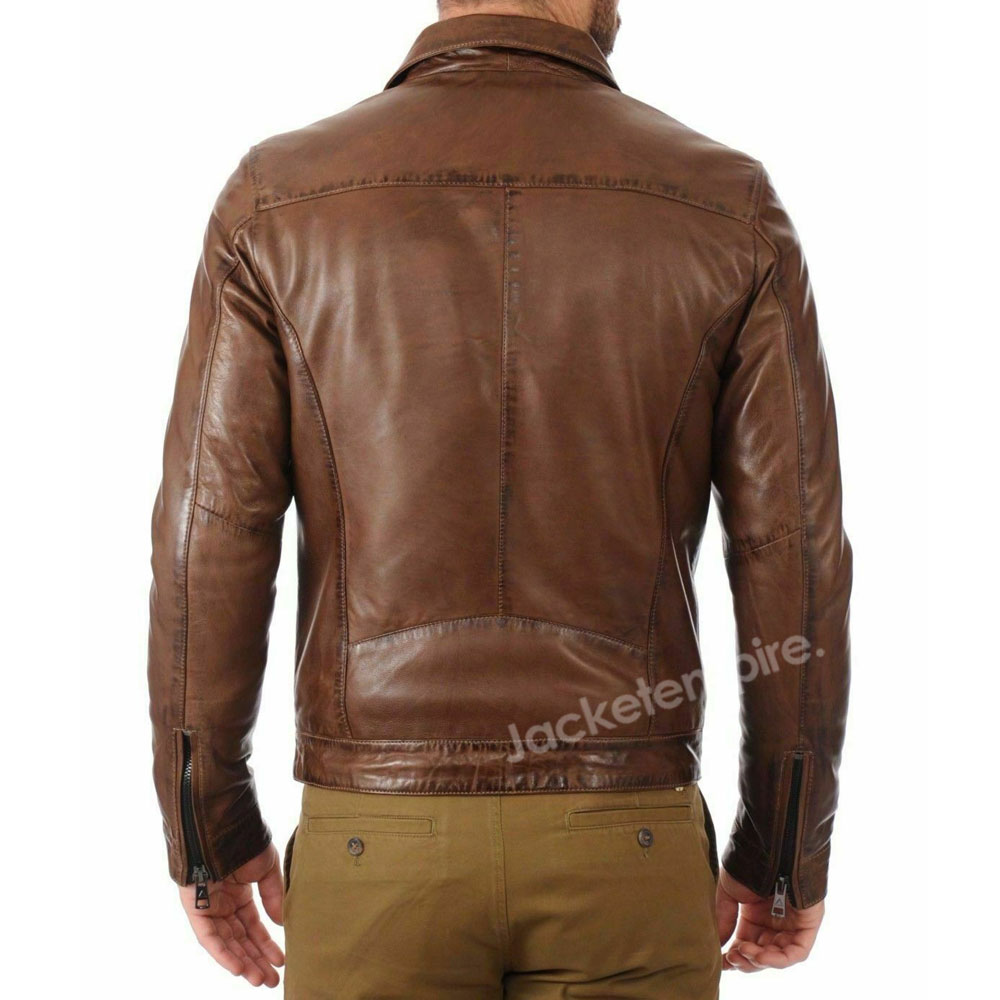 Brown Leather Jacket for Men - Retro Fashion Statement Piece