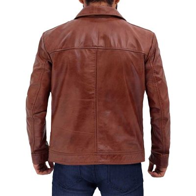 vintage Brown leather jacket mens