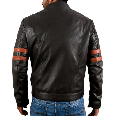 Genuine brown lambskin leather mens jacket