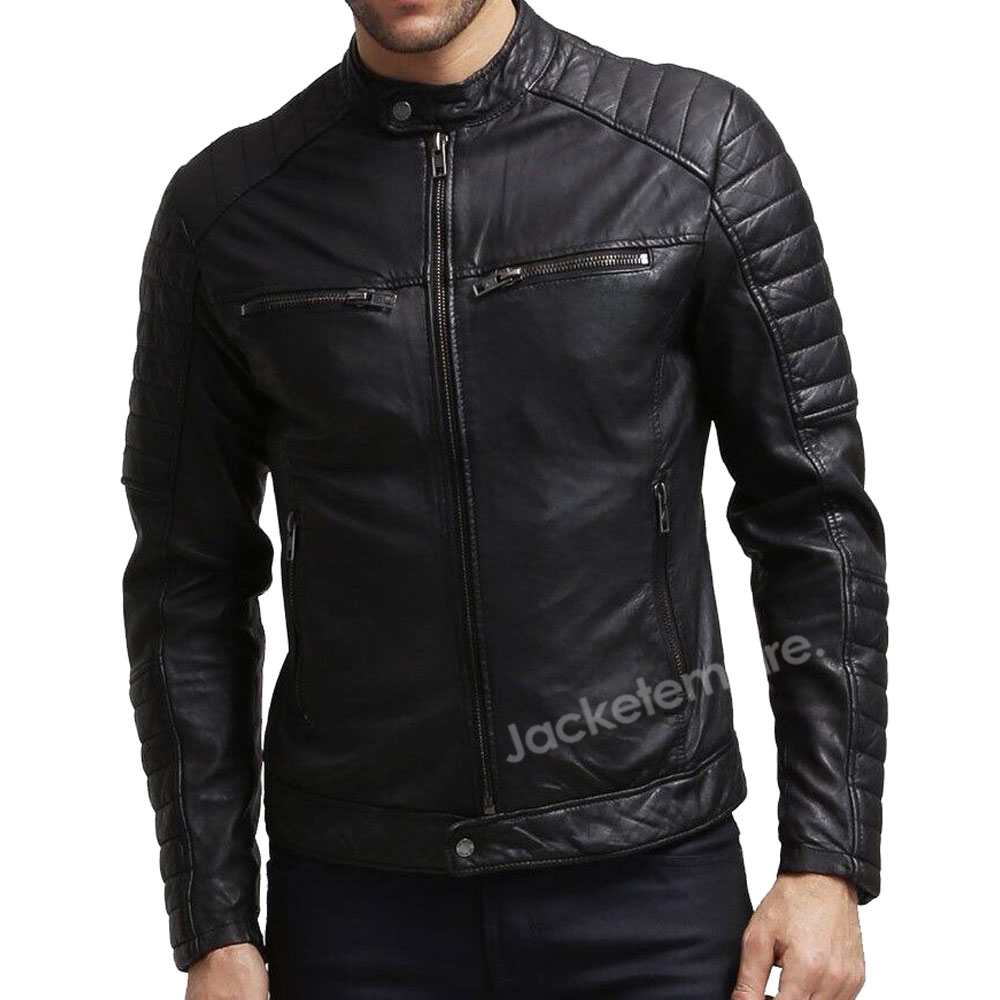 Black Quilted Leather Jacket for Men - Stylish Outerwear for Fashion Enthusiasts