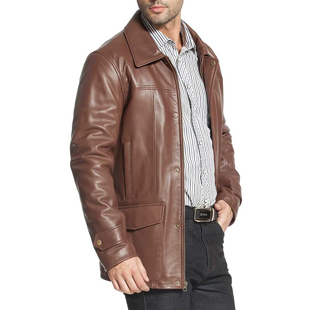 brown leather trench coat mens