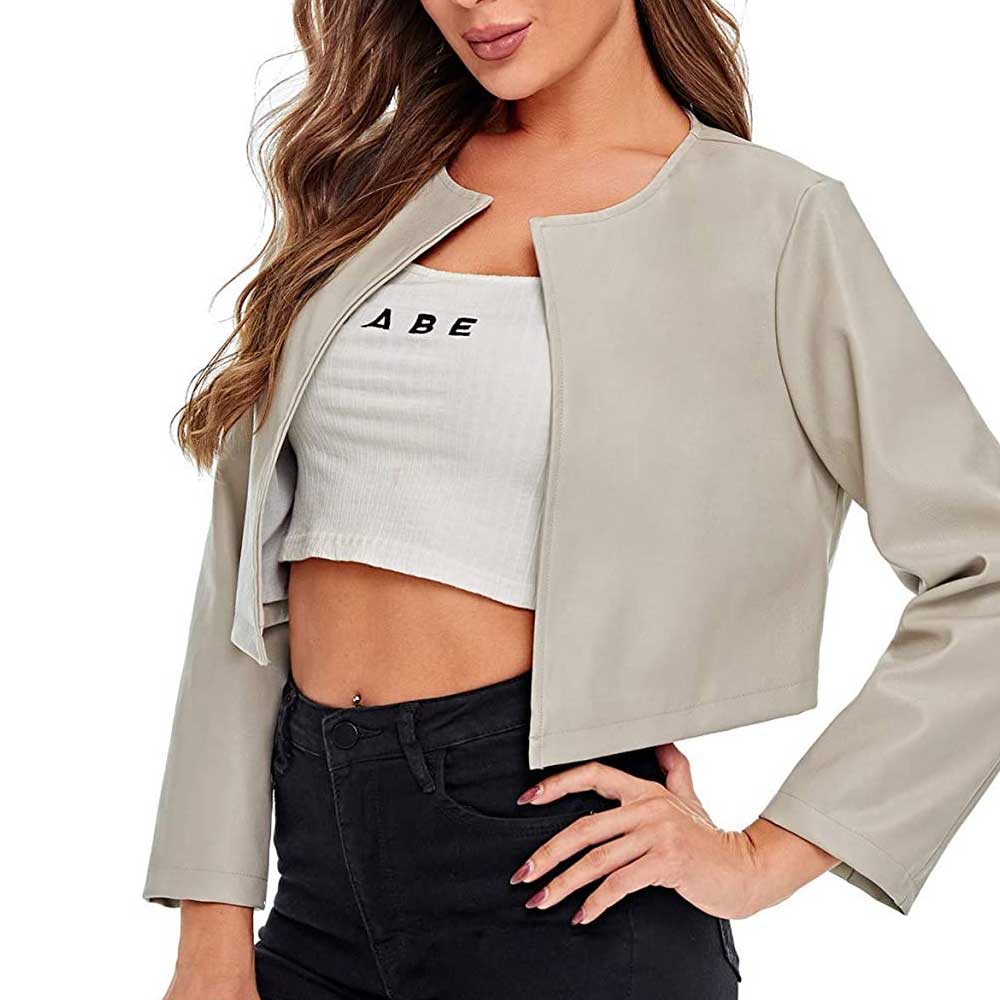 Cropped Grey Leather Jacket - Unmatched Quality and Flattering Fit