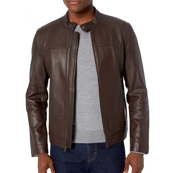 mens brown leather motorcycle jacket