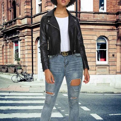 Women’s Black Genuine Leather Motorcycle Jacket