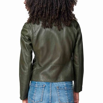 Women's Asymmetrical Green Motorcycle Leather Jacket
