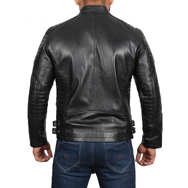 Austin black distressed motorcycle leather jacket men
