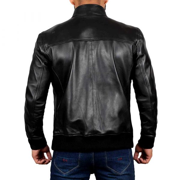 Clark Black Motorcycle Leather Bomber Jackets Men's