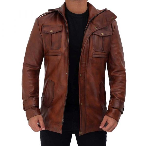 Giltner Brown Real Lambskin Leather Moto Biker Jacket Coat