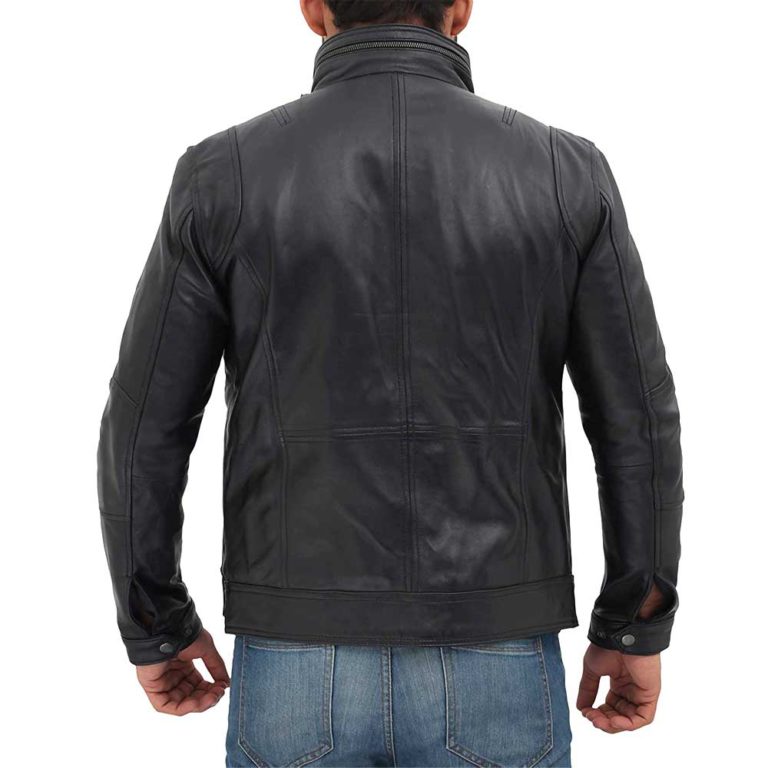 Moffit Black Leather Motorcycle Jacket Men - Jacket Empire