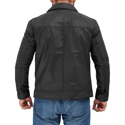 Thomas Black Real Lambskin Leather Moto Biker Jacket Men