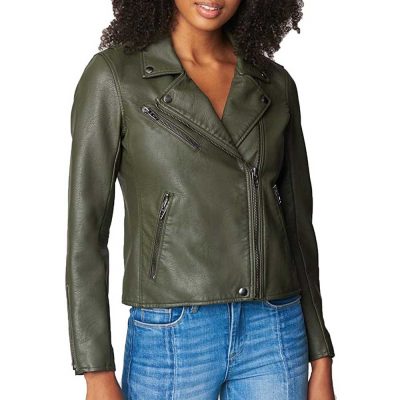 Women Asymmetrical Olive Green Motorcycle Leather Jacket