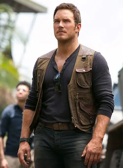 chris pratt jurassic world leather vest