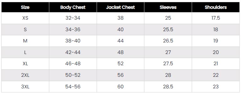 jacket-empire men size chart