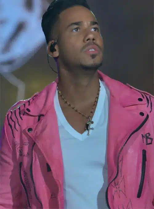 romeo santos pink leather jacket