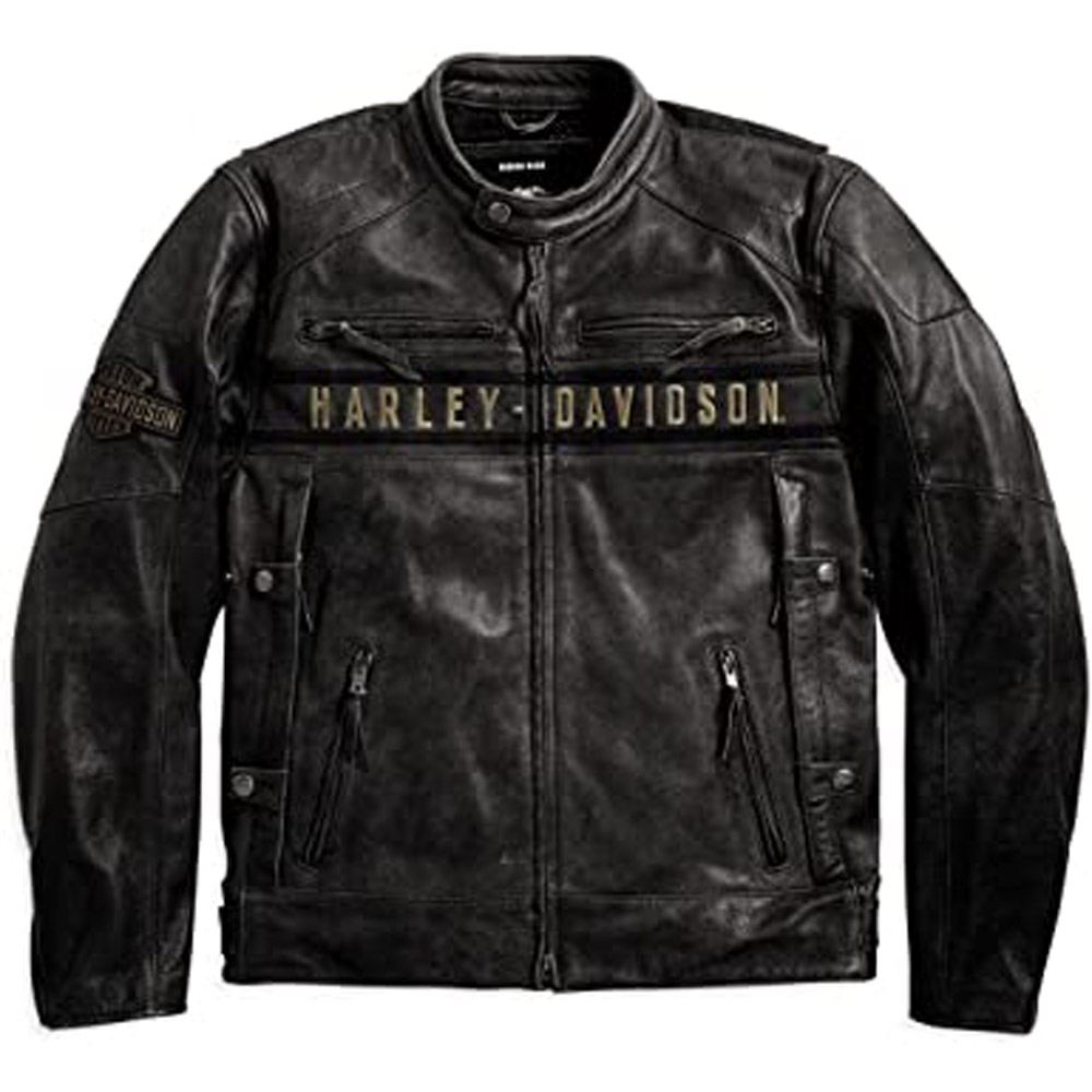 This vintage Harley Davidson leather jacket, made with premium leather, is a must-have for any motorcycle enthusiast