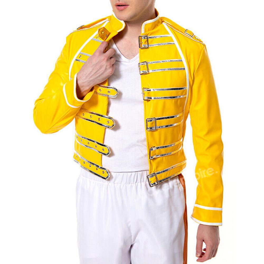 Freddie Mercury Yellow Leather Jacket - Front View