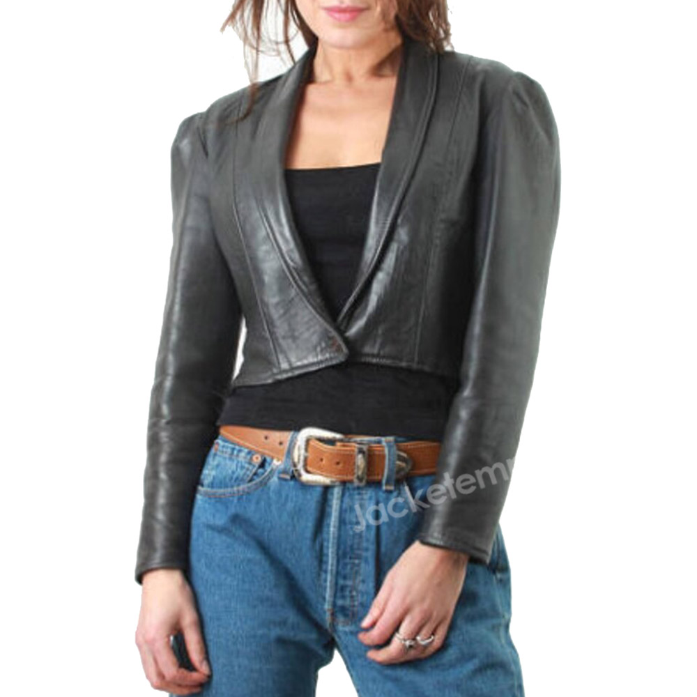 Super cropped black leather jacket - Black fashion outerwear for a trendy look