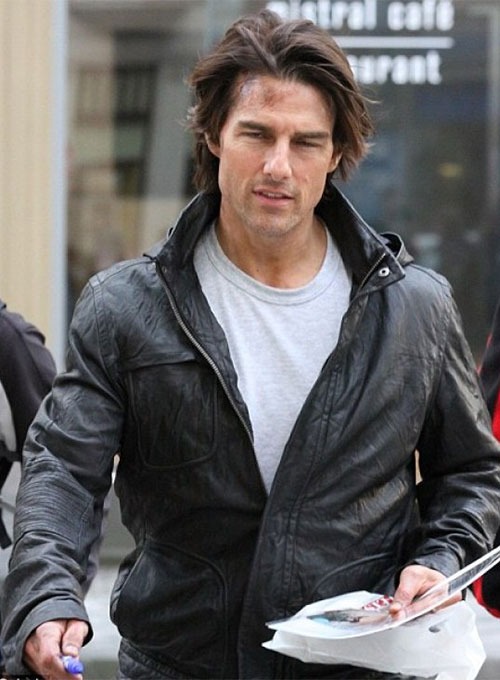 Mission Impossible Leather Jacket - Stylish black leather outerwear for men with a sleek design