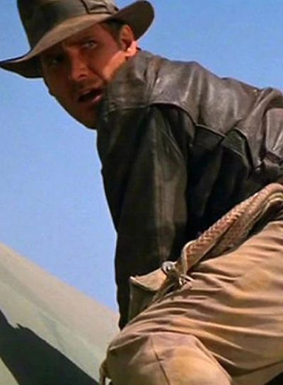 Classic brown leather jacket inspired by Indiana Jones' iconic style