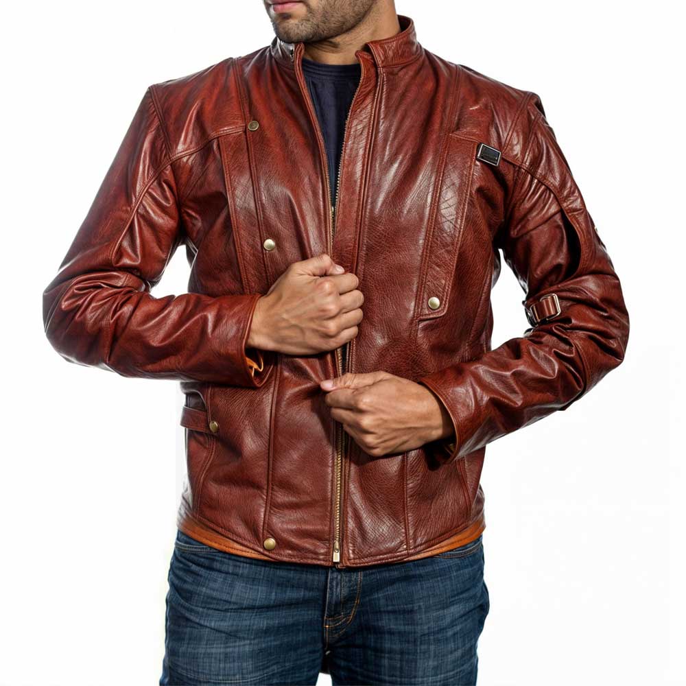 Mars Maroon Leather Jacket Mens
