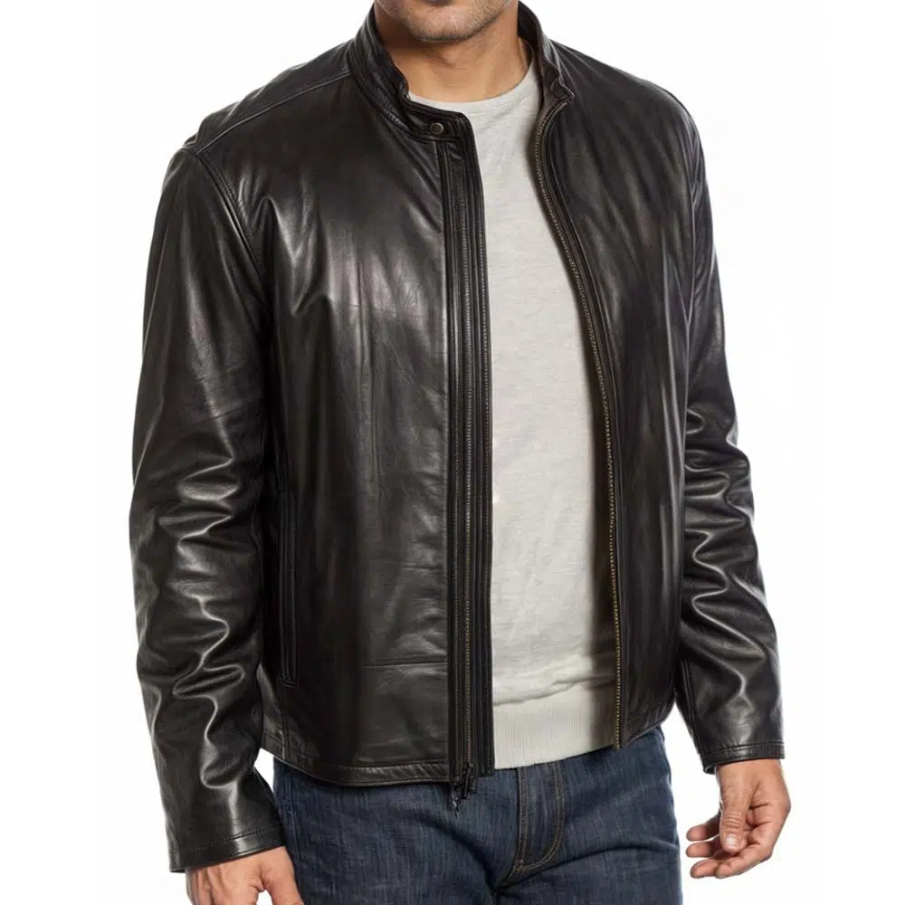 Stand Collar Leather Jacket Leather Jacket Pull Up Stand Up Collar