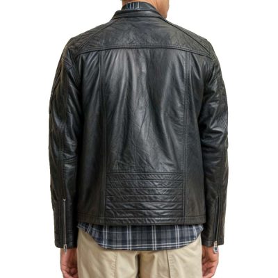 Black Biker Leather Jacket Mens