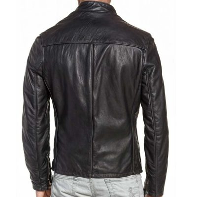 Black Sleek Design Leather Jacket Mens