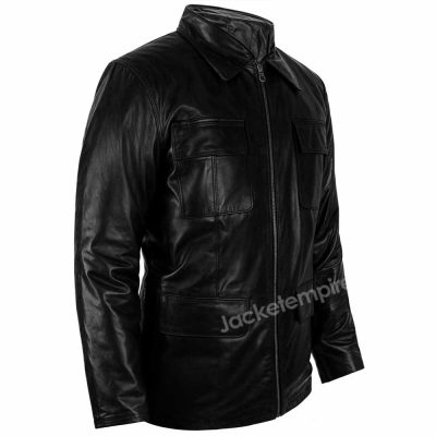 Side view of the jacket, highlighting its slim fit
