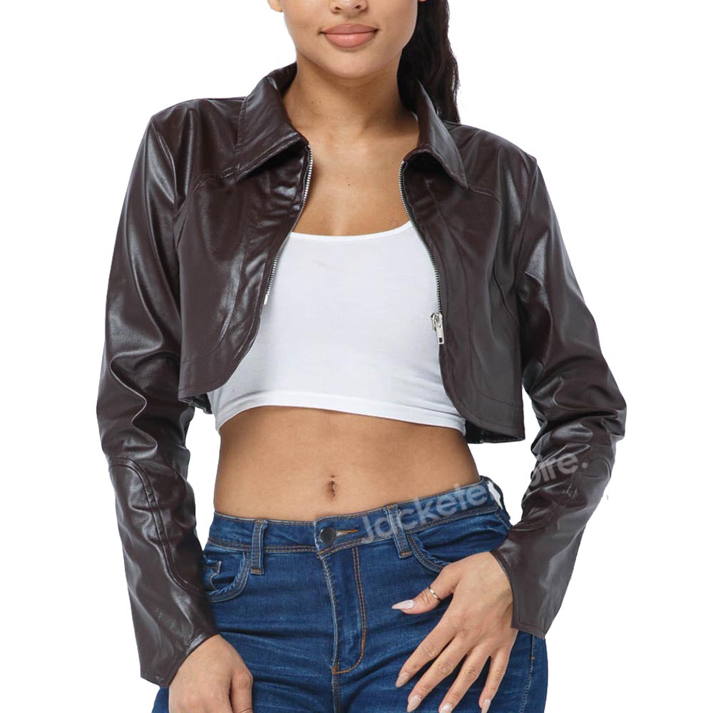 Super Cropped Black Biker Leather Jacket - Trendy Short Style Outerwear