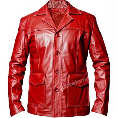 Details of the Tyler Durden Red Leather Jacket